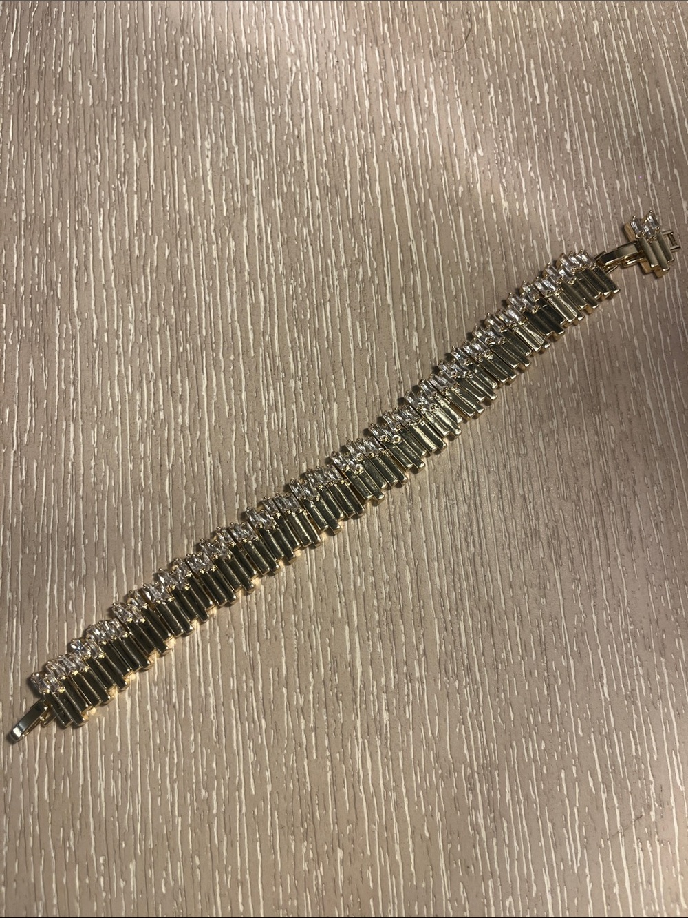 Gold Crystal Baguette Tennis Bracelet - Women Jewelry